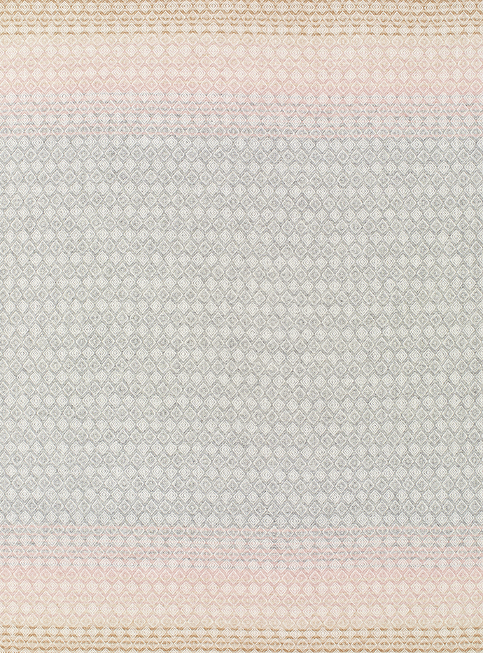 British Wool Ombre Diamond Throw - Silver & Pink