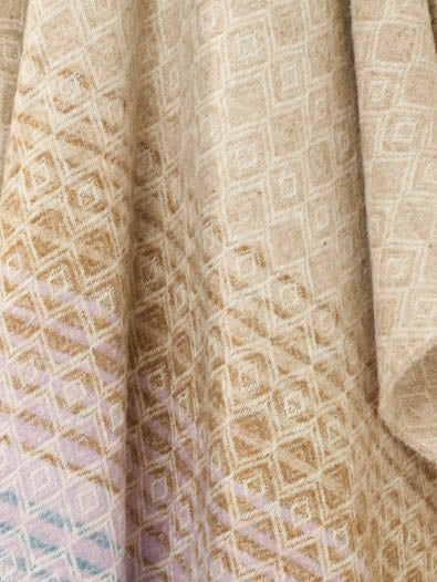 British Wool Ombre Diamond Throw - Aqua & Lilac
