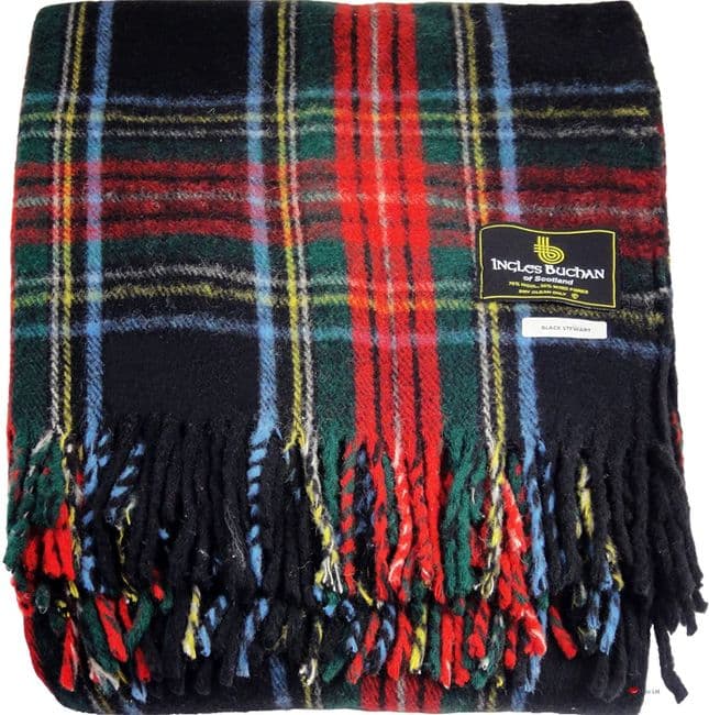 Stewart Black Tartan Blanket