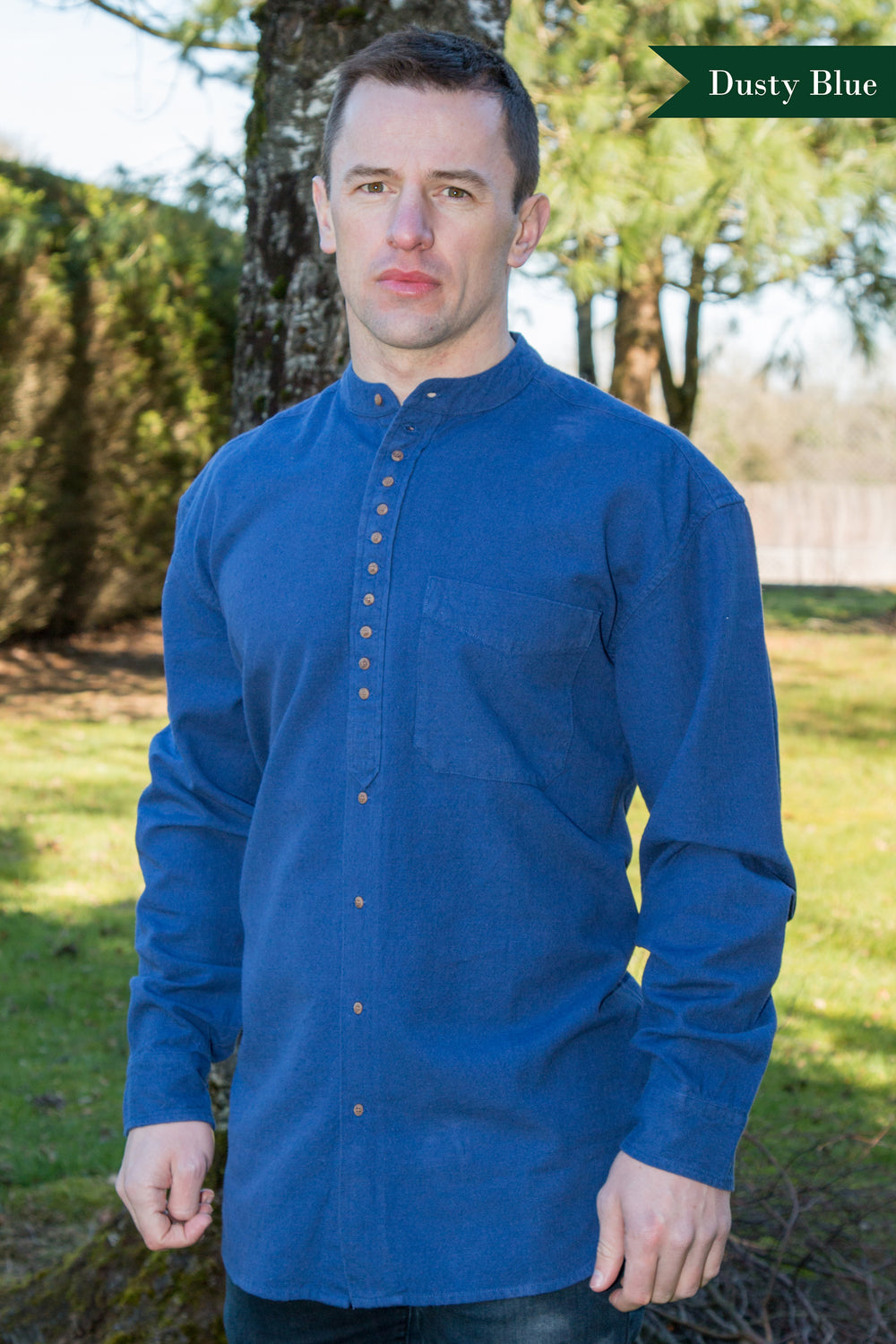 Civilian Cotton Retro Irish Shirt - Dusty Blue