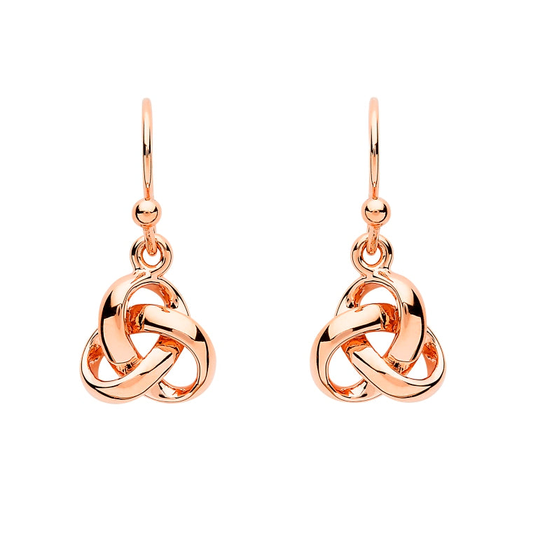 Sterling Silver Trinity Knot Rose Gold Plated Drop Earrings