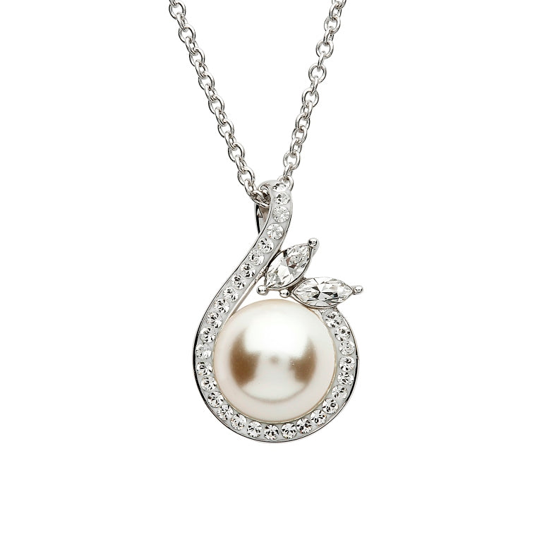 Sterling Silver Swarovski Pearl/Crystal Necklace