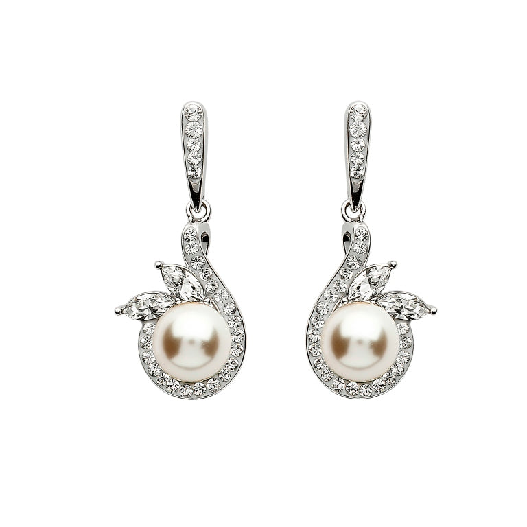 Sterling Silver Swarovski Pearl/Crystal Drop Earrings