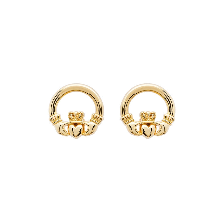 14KT Gold Vermeil Stud Claddagh Earrings