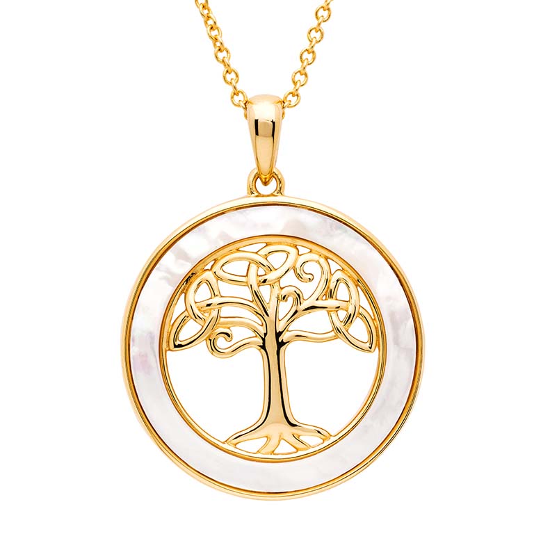 14KT Gold Vermeil Mother of Pearl Tree of Life Necklace