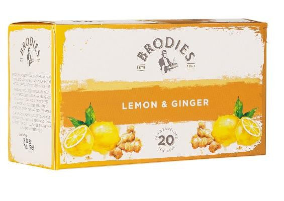 Brodies Lemon & Ginger Tag & Envelope Tea Bags 20s