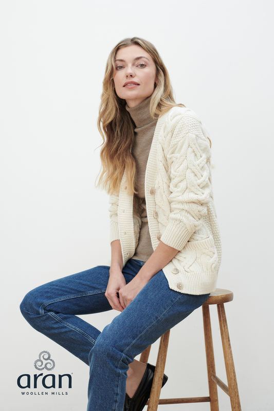 Super Soft Merino Wool Chunky Cable Knit Cardigan