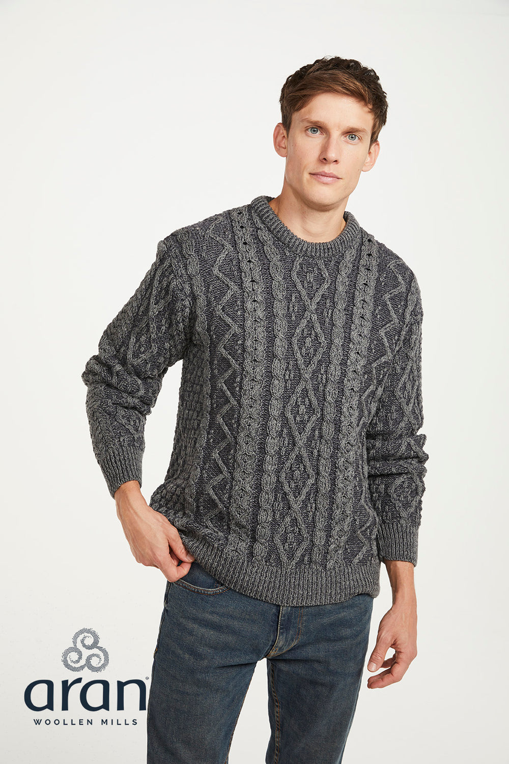Plaited Crew Neck Wool Sweater