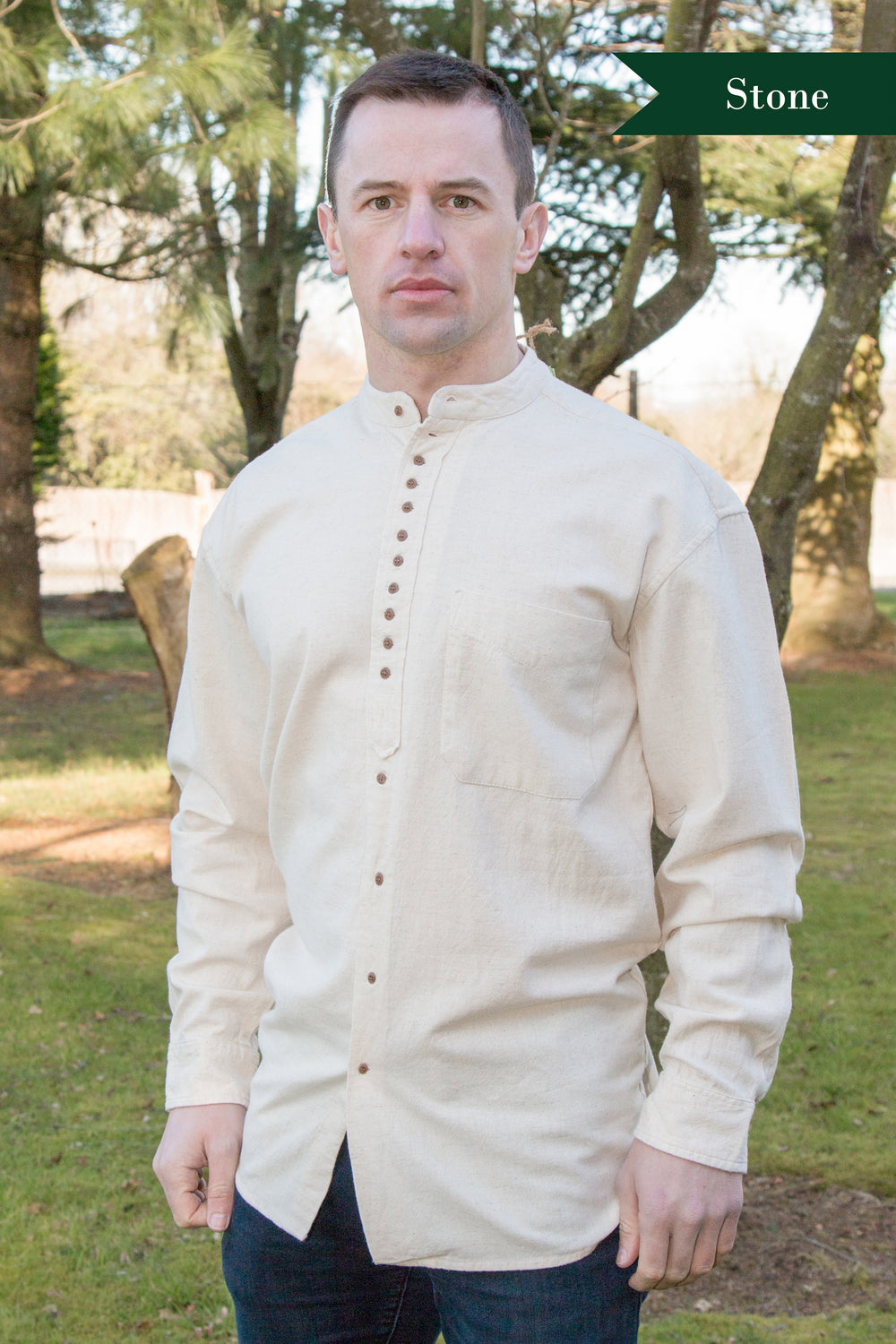 Civilian Cotton Retro Irish Shirt - Stone