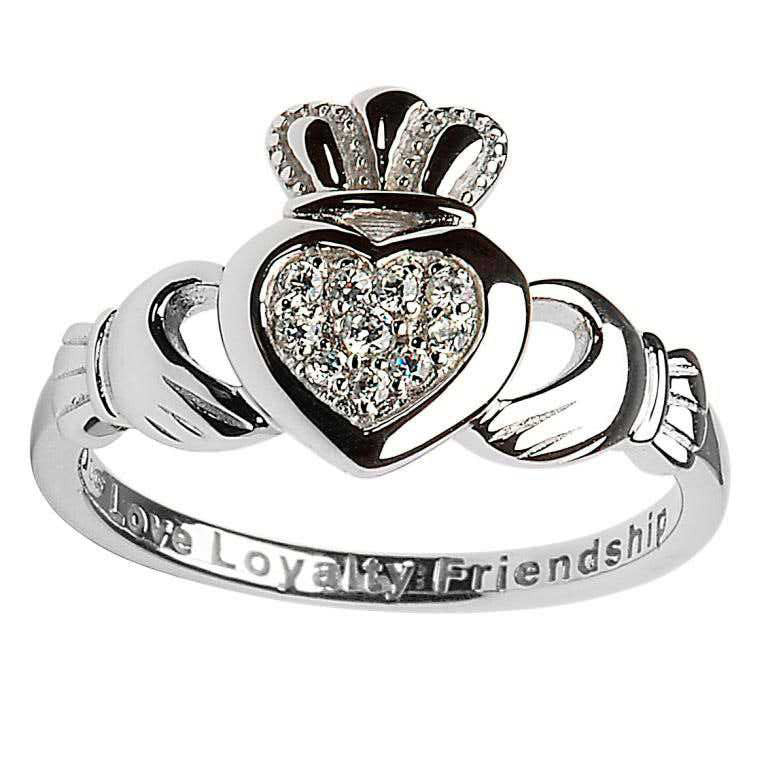Claddagh Pave Set Ladies Ring