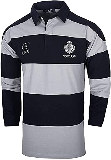 LFR Scotland Striped Rugby Shirt - Navy/Grey