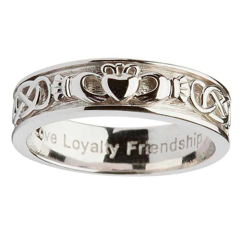 Ladies Silver Claddagh Celtic Wedding Ring
