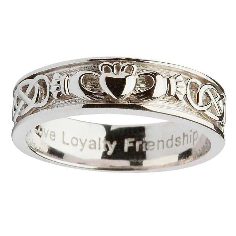 Ladies Silver Claddagh Celtic Wedding Ring - Main Image