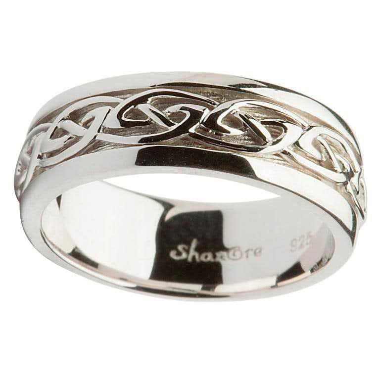 Silver celtic wedding on sale ring