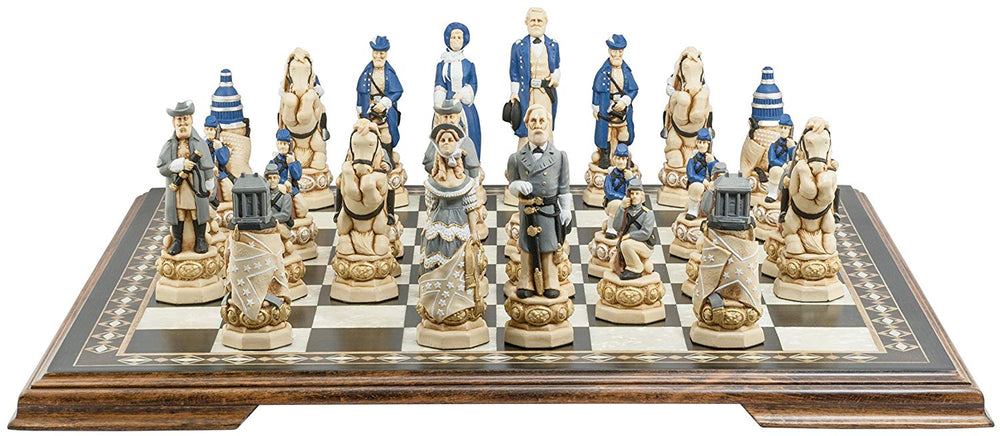 Painted American Civil War Chess Set