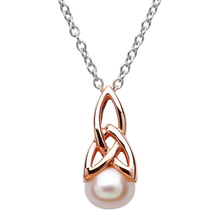 Silver Rose Gold Plate Pearl Pendant