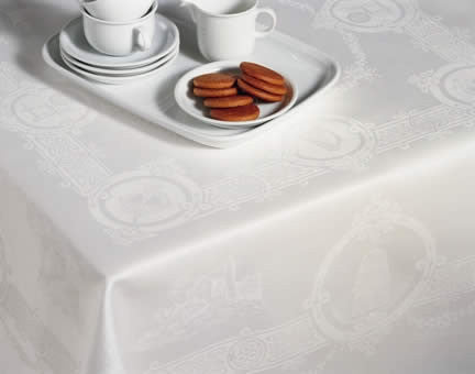 Irish Linen Damask Celtic White Tablecloth