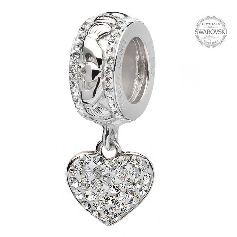 Claddagh Heart Bead Adorned With Crystal