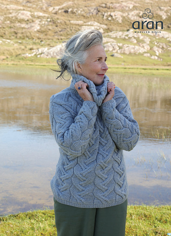 Super Soft Merino Chunky Cable Cowl Neck Aran Sweater — The