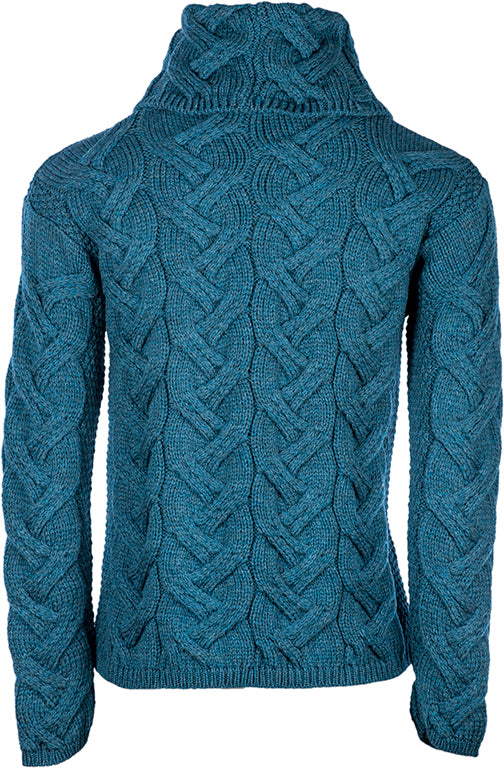 Super Soft Merino Chunky Cable Cowl Neck Aran Sweater — The
