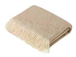 Herringbone Natural Wool Blanket