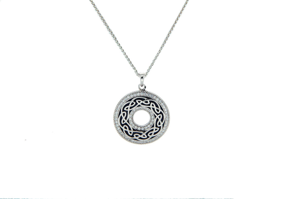 Grey Enamel with CZ Window to the Soul Pendant