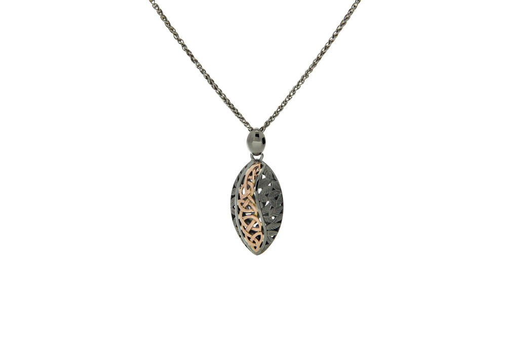 Ruthenium & Rose Gold Eternity Leaf Pendant