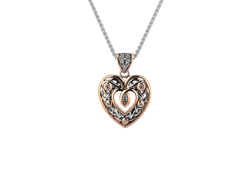 Silver & Rose Gold Double Sided Heart Pendant