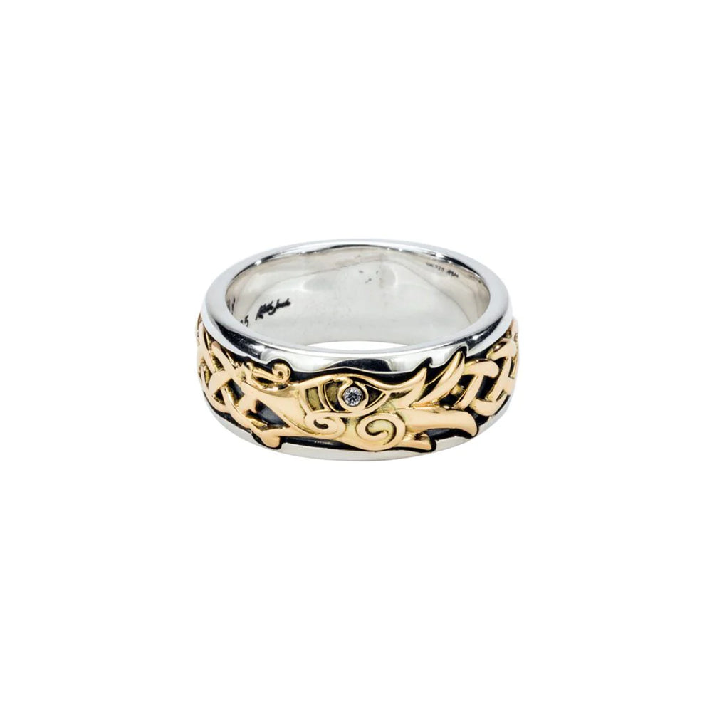 KEITH JACK SILVER AND 10K GOLD DRAGON RING