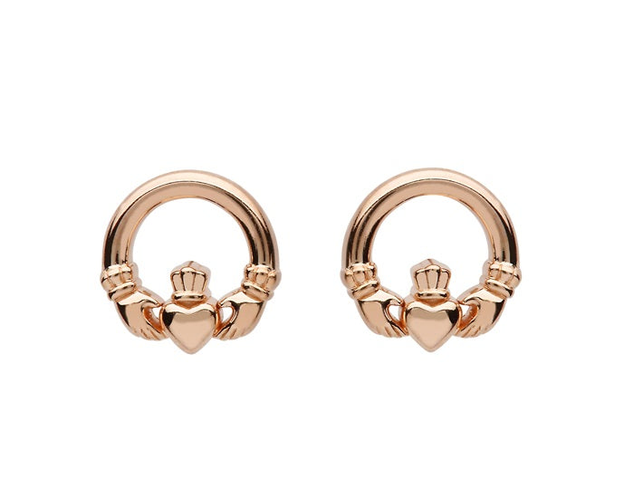 Rose Gold Claddagh Stud Earrings