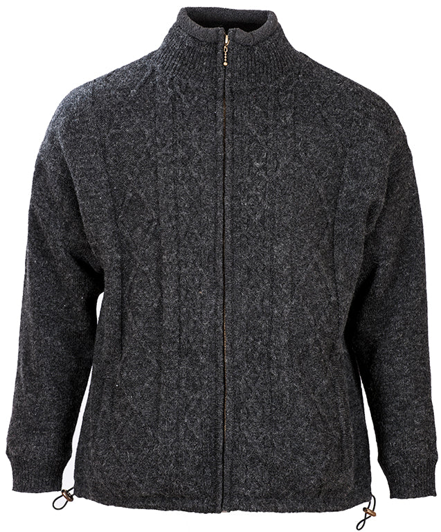 New Wool Aran Lined Zipper Cardigan
