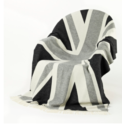 Union Jack Grey Wool Blanket