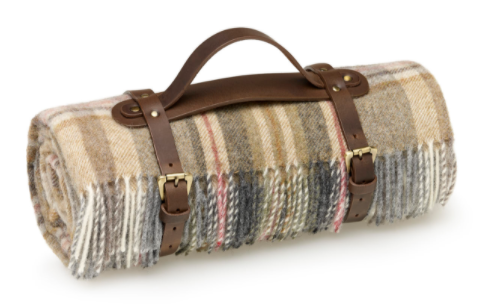 Glen Coe Mustard Picnic Blanket with Leather Strap