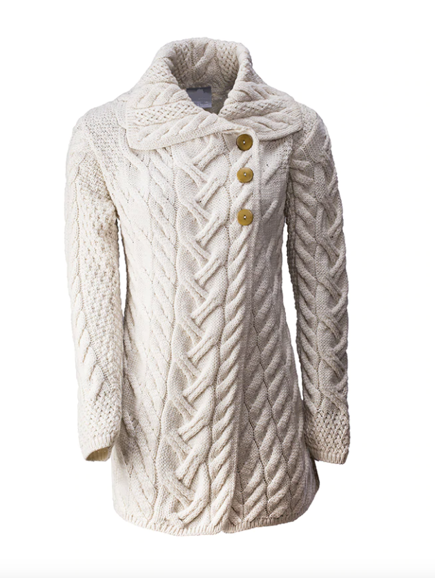 Classic Irish Aran Cable Knit Coat | Celtic Clothing Company