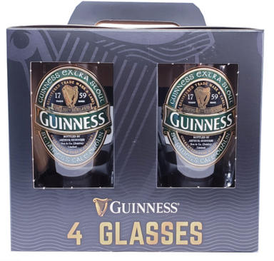 Guinness Set of 2 Embossed 20oz Pint Glasses in Gift Packaging Officially  Licensed 