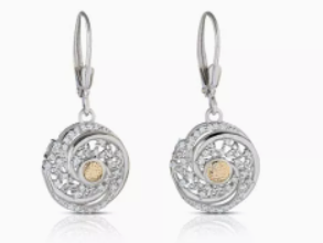 Solstice Earrings with Swirls and 18K Gold Bead