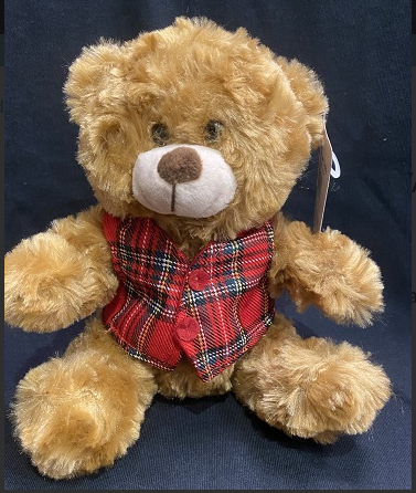 Teddy Bear with Red Tartan Waistcoat
