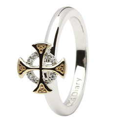 Celtic Cross Silver Stacking Ring