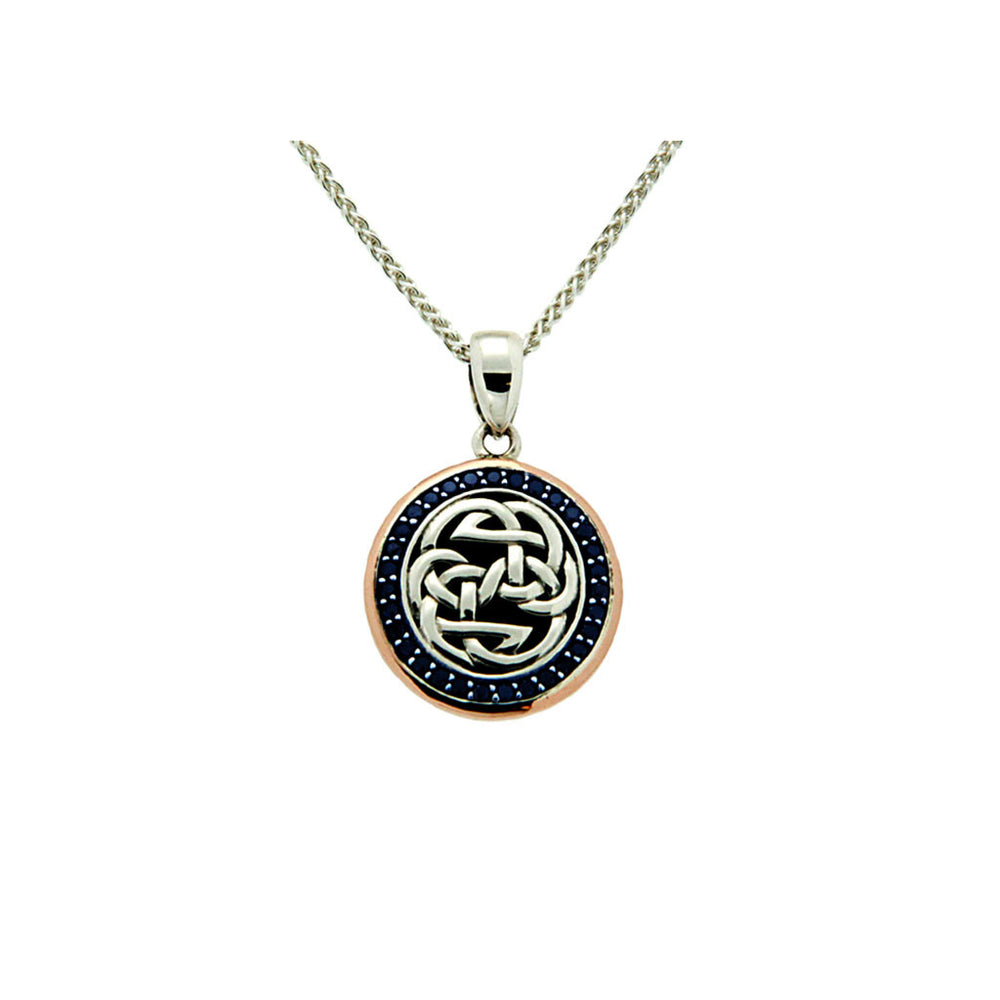 Rose Lewis Knot Oxidized Blue Sapphire Pendant