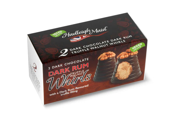 Hadleigh Maid Vegan Dark Chocolate Dark Rum Truffle Walnut Whirls 90g
