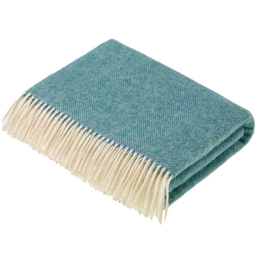 Herringbone Aqua Wool Blanket
