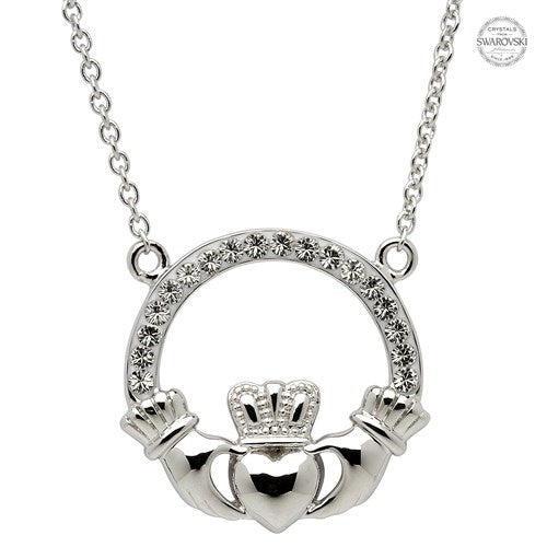 PlatinumWare Claddagh Pendant Embellished With Crystals