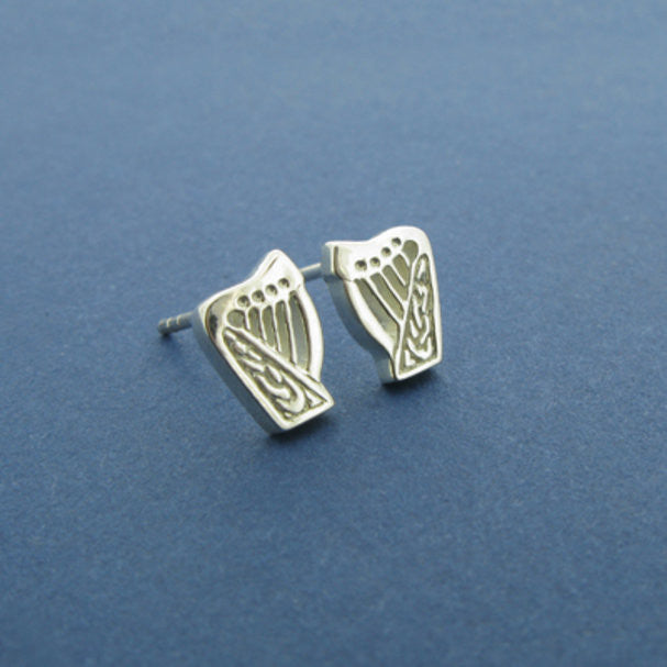 Celtic Harp Small Stud Earrings