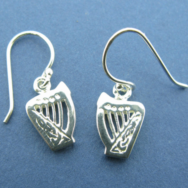 Celtic Harp Small Drop Earrings