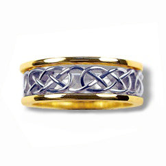 Silver and 10k Yellow Gold Wide Infinity Knot Ring