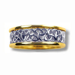 Silver and 10k Yellow Gold Wide Trinity Knot Band