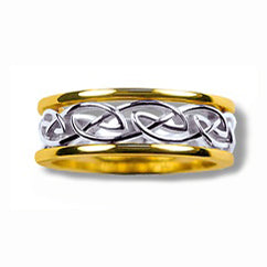 Silver and 10k Yellow Gold Wide Eternity Knot Ring