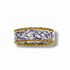 Silver and 10k Yellow Gold Narrow Infinity Knot Weave Band