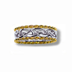 Silver and 10k Yellow Gold Narrow Eternity Knot Weave Band