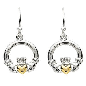 PlatinumWare Gold Heart Claddagh Earrings